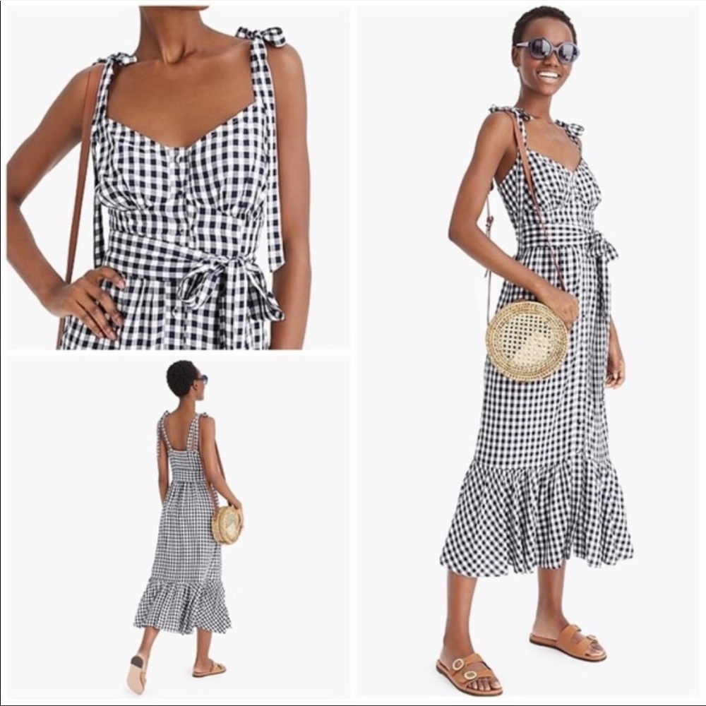 J. Crew tie strap gingham dress